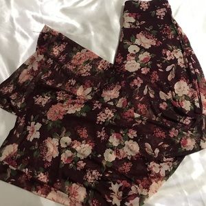 Floral print sheer Palazzo pants with inside shorts layer